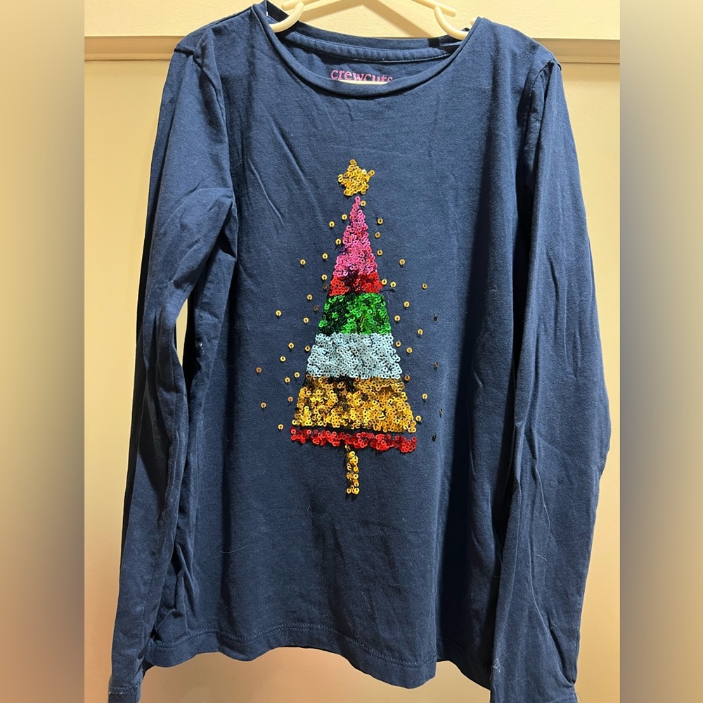 Long sleeve Crewcuts girls 🎄 Christmas Tree Tee Shirt size Medium 8-9